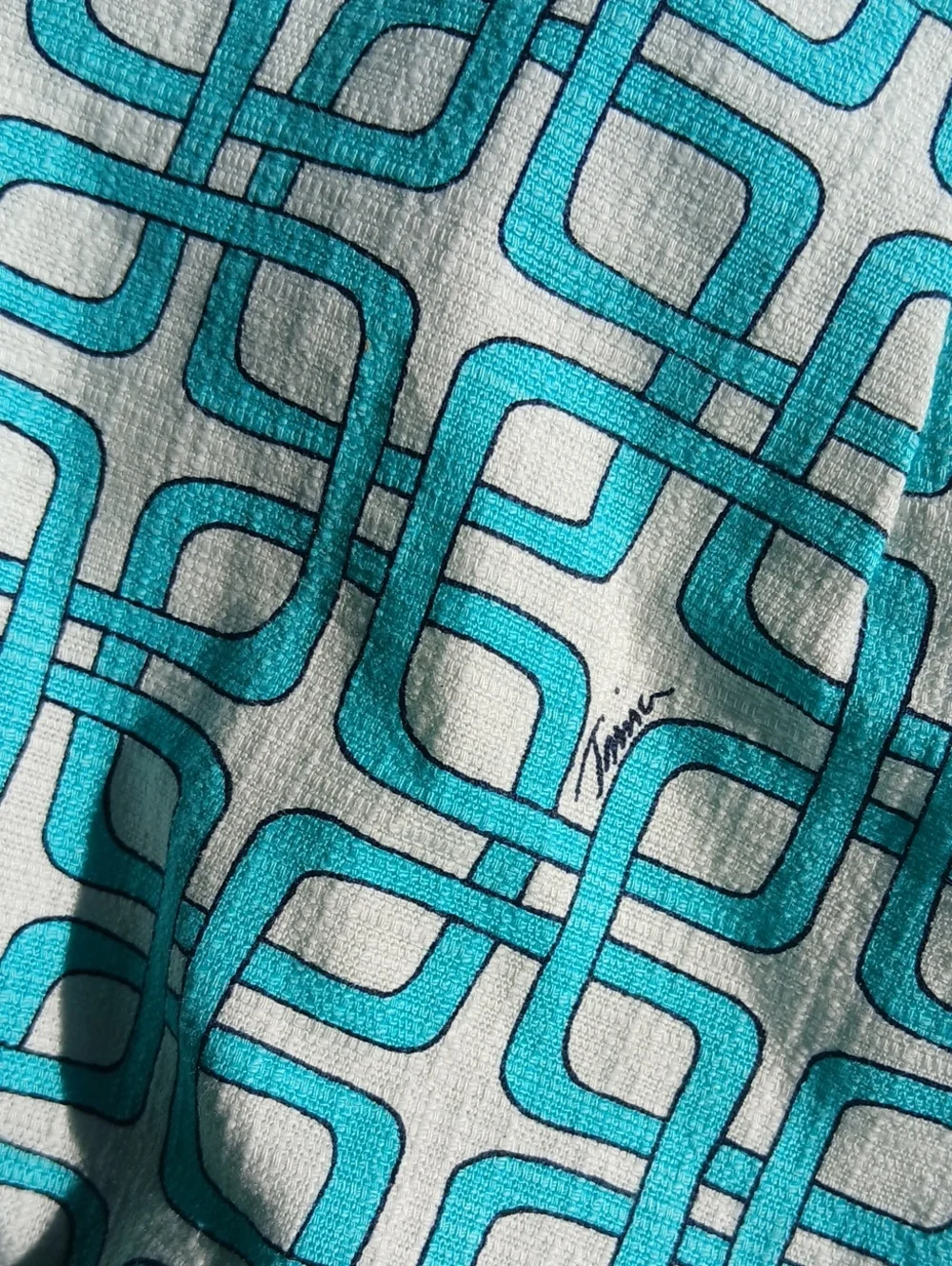 Trina Turk Cotton Viscose Blend Turquoise Geo High-Waist Shorts Size 12 - Picture 5 of 5